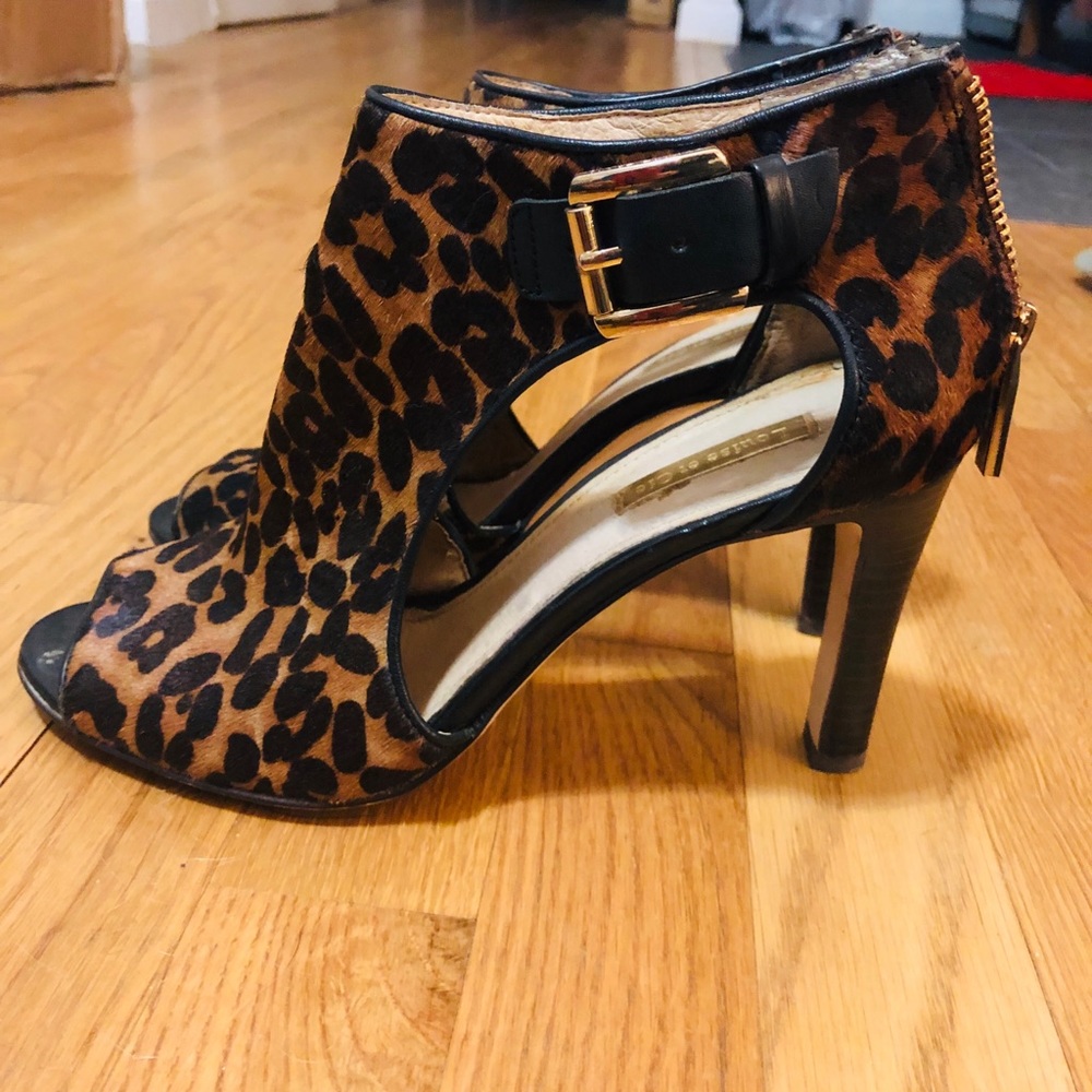 Louise Erdrich Cie Leopard Print Open Toe Bootie - image 1